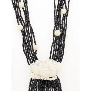 Capri Necklace , white coral , black spinell and black onix amazing elegance
